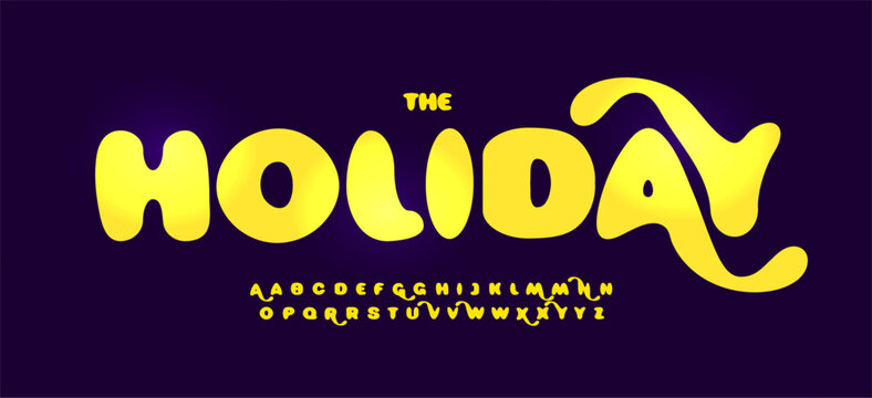 Playful bubble logo font alphabet, funky rounded letters, fat cartoon typeface for cheerful summer fun headline, retro typography, fat funny creative typographic design. Vector typeset