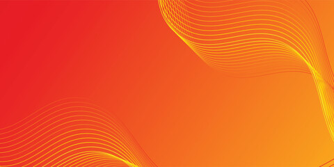 Soft gradient red, orange and yellow background with shining lines waves.