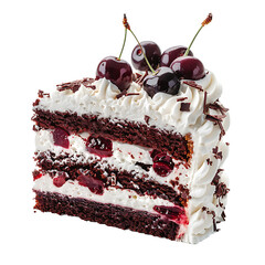 Decadent Black Forest Cake Slice with Whipped Cream and Cherries