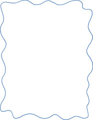 Blue whimsical line art frames. Oval and rectangular decorative sea summer border with wavy, whimsy, Mediterranean, coastal style. Coquette summer design, posters, invitations in trendy fishermancore