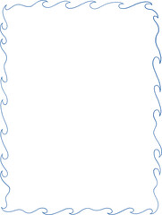 Blue whimsical line art frames. Oval and rectangular decorative sea summer border with wavy, whimsy, Mediterranean, coastal style. Coquette summer design, posters, invitations in trendy fishermancore
