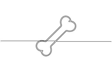 bone continuous one line drawing of isolated outline vector art illustration, Vector continuous one line drawing , simple human bone line art vector illustration. Bone toy for dog line art, pro.