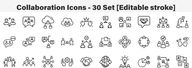 Teamwork and Collaboration Business Icon Set