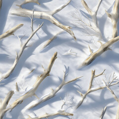 Camouflage of  Winter Trees in Snow: Nature's Abstract Design. Crisp illustration evokes tranquility. For backgrounds, web design, editorial use.
