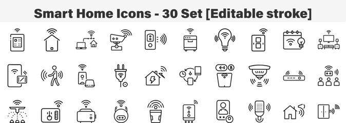 Smart Home Technology and Automation Icon Set
