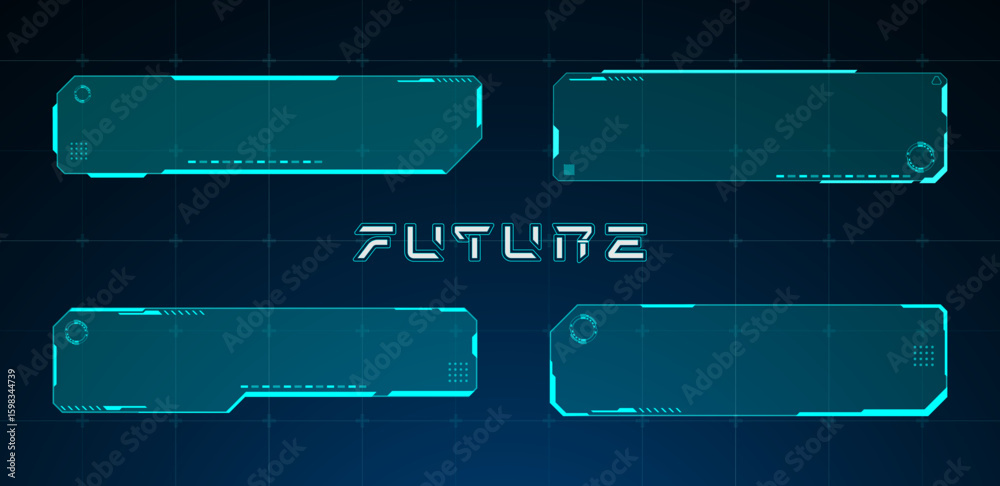 Fototapete set of hud ui element frames or text boxes vector illustration