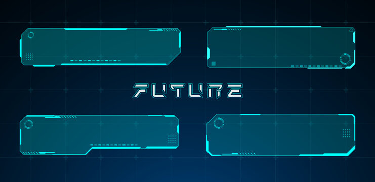 Set of HUD UI element frames or Text boxes Vector illustration