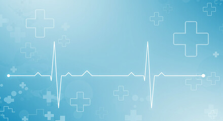 Abstract Medical Background with Glowing EKG Heartbeat Line
