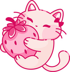 Kawaii Cat with Strawberry