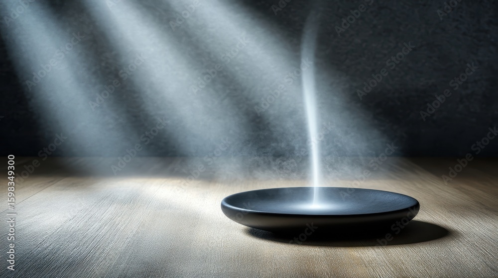 Canvas Prints soft light rays illuminating a dark space with steam on surface