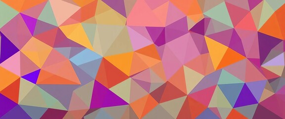 Abstract geometric background featuring overlapping, multicolored triangles forming a complex pattern, digital art, polygon