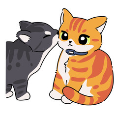Vector illustration of cat kiss cartoon 