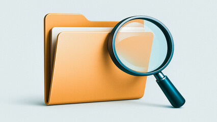 File Investigation: A detailed exploration of a file unfolds with a magnifying glass, symbolizing meticulous analysis and critical examination of the information held within.