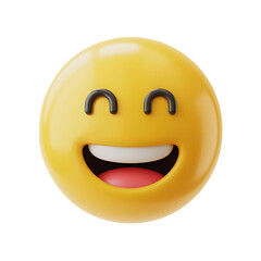 Fototapeta premium Happy grinning emoji face isolated on transparent background