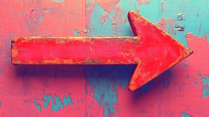 Red arrow on a textured surface.