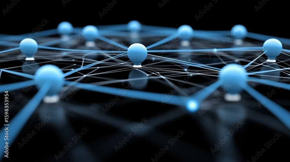 Poster interconnected network nodes: illustrating the complex architecture of a network. this image of inte