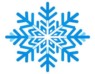 Flat Snowflake Icon with Geometric Symmetry and Cool Blue Tones, Minimal Weather Style, Transparent Background PNG