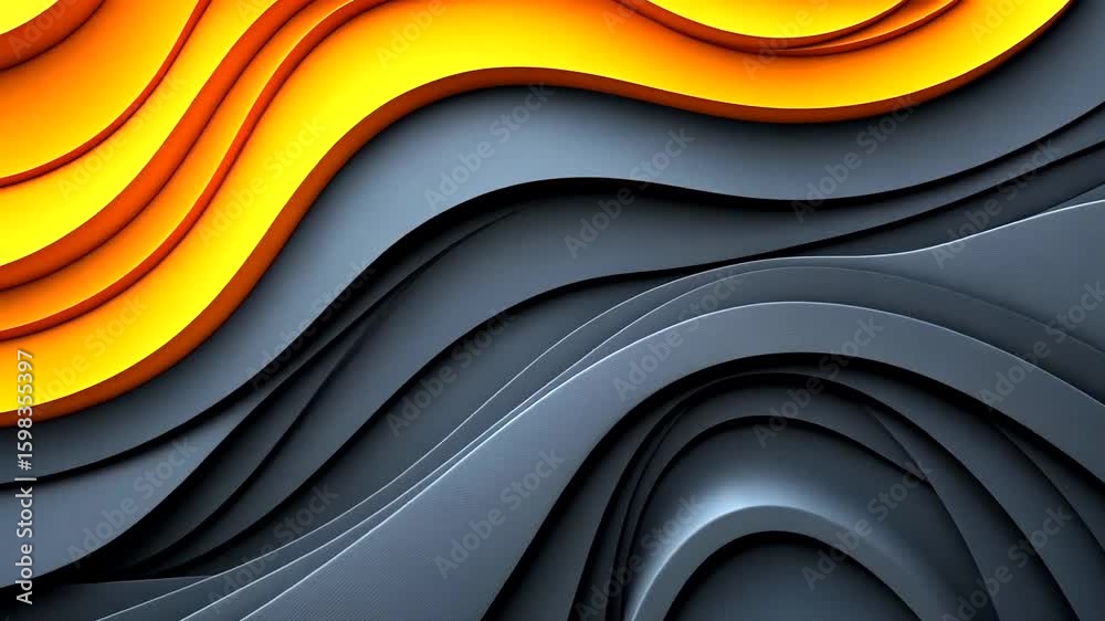 Wall mural dynamic abstract wave pattern in shades of gray and gold layers for modern designs