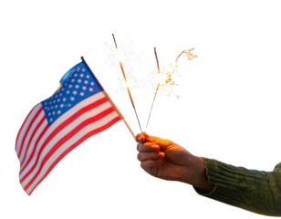 Sparkler and Flag Festive Moment  