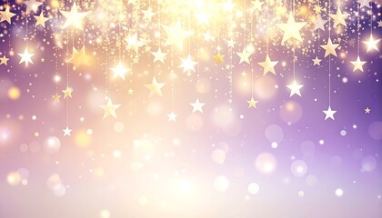 Gold stars, bokeh, purple background