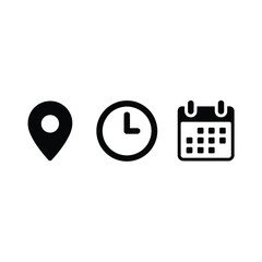 Location time and calendar icons representing planning and scheduling