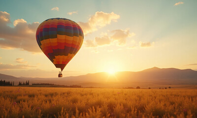 Obraz premium hot air balloon at sunset