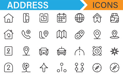 Modern set of location-based icons for websites and digital applications