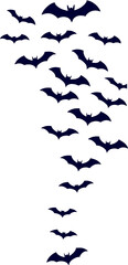 Silhouettes of bats on a transparent background