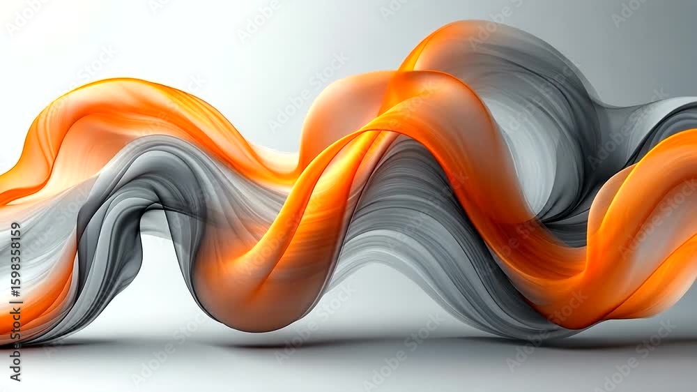 Wall mural dynamic orange and gray abstract wave motion, a visually captivating background animation