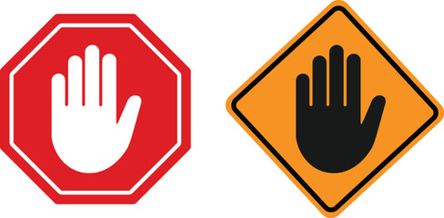 Stop hand sign set