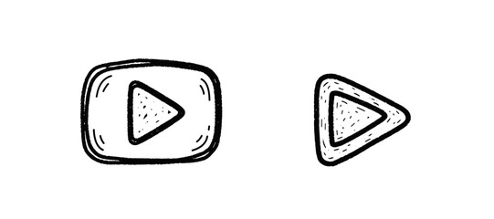 Vector illustration of play buttons in chalk drawing style  