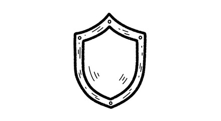 Shield illustration in chalk drawing style on transparent background  