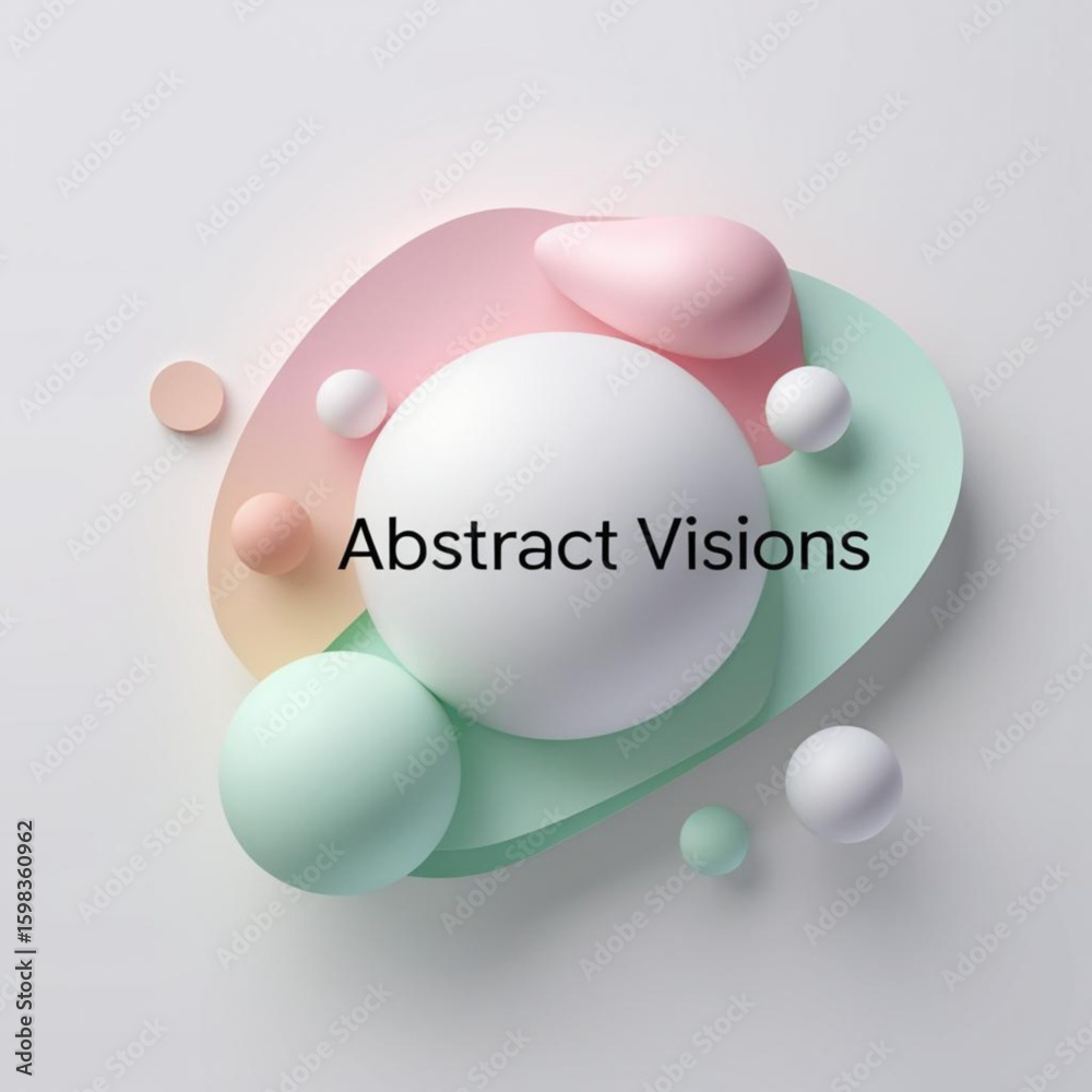 Aufkleber Pastel spheres and organic shapes composition with soft shadows creating a modern visual experience