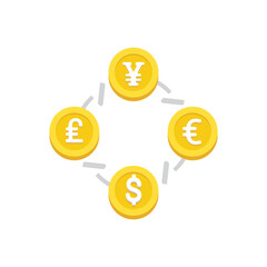 Global currency exchange and financial transactions concept