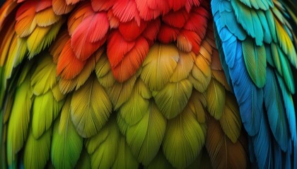 Fototapeta premium Vibrant Close-Up of Colorful Feathers in Various Bright Shades