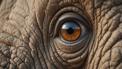 Fototapeta premium Close-Up of an Elephant Eye Revealing Remarkable Texture and Detail