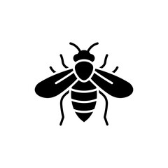 Fototapeta premium Black filled icon of leafcutter bee for pollinator insect and natural habitat themes