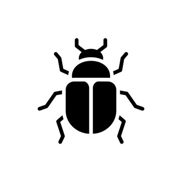 Black filled icon of a June beetle crawling seasonal pest insect