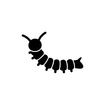 Black filled icon of variegated cutworm caterpillar for crop damage and nocturnal larva themes