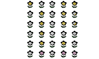 flower illustrations, which include hand-drawn floral designs, botanical silhouettes, and smiley-faced cartoon flowers