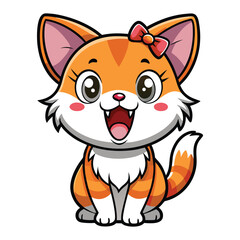 Cute cartoon kitten illustration with a heart, perfect for funny pet valentine art