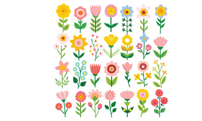 flower illustrations, which include hand-drawn floral designs, botanical silhouettes, and smiley-faced cartoon flowers