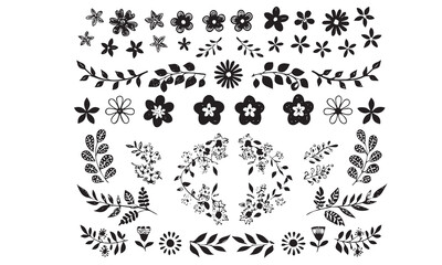 flower illustrations, which include hand-drawn floral designs, botanical silhouettes, and smiley-faced cartoon flowers