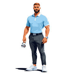 Fototapeta premium Confident coach in polo shirt holding whistle