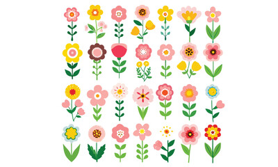 flower illustrations, which include hand-drawn floral designs, botanical silhouettes, and smiley-faced cartoon flowers