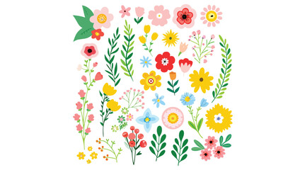 flower illustrations, which include hand-drawn floral designs, botanical silhouettes, and smiley-faced cartoon flowers