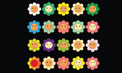 flower illustrations, which include hand-drawn floral designs, botanical silhouettes, and smiley-faced cartoon flowers