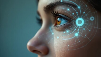 Futuristic eye augmented by digital interface, exploring advanced technology and possibilities. - Powered by Adobe
