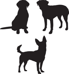 silhouettes of dogs, dog silhouette vector, animal, silhouette, vector, dog, horse, illustration, cat, mammal, pet, animals, nature, farm, black, art, cartoon, icon, wild, running, deer, design, silho