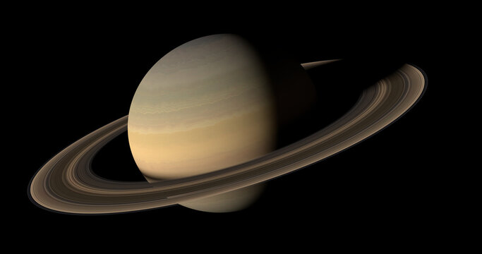 Saturn Planet in Deep Space, 3D Render of Ringed Gas Giant